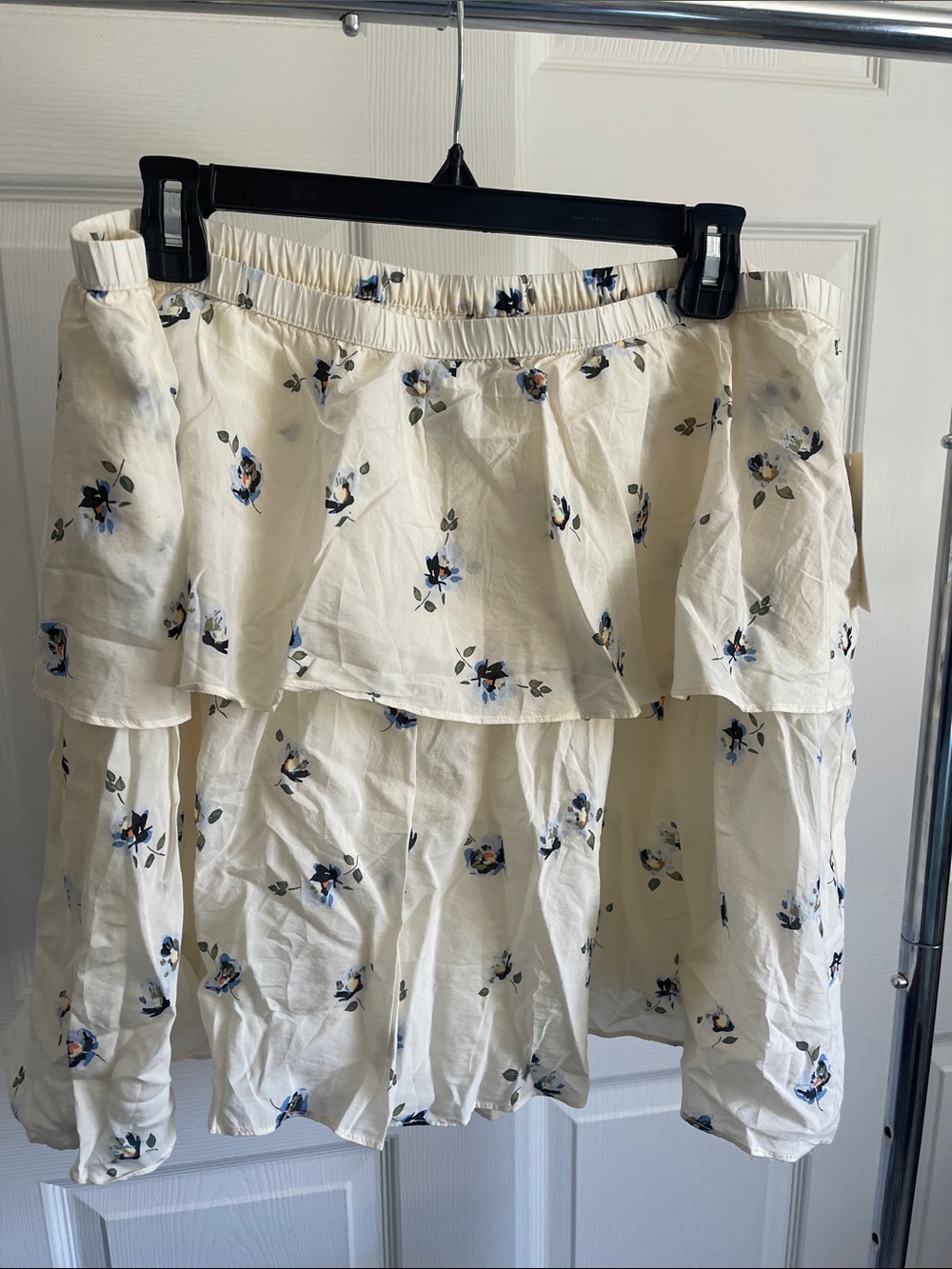 Universal Thread Cream Skirt with Blue Floral Print